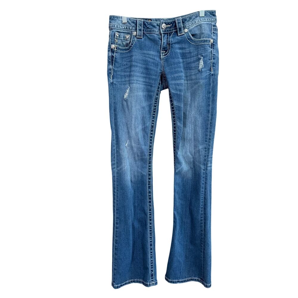 Miss Me Womens Jeans Blue Denim low Rise Signature Boot Casual Wear Stretch 26